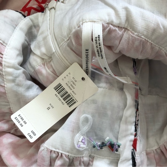 NWT Anthropologie Beaded & Embroidered Flutter Sleeve Mini Dress 8 - Picture 8 of 8